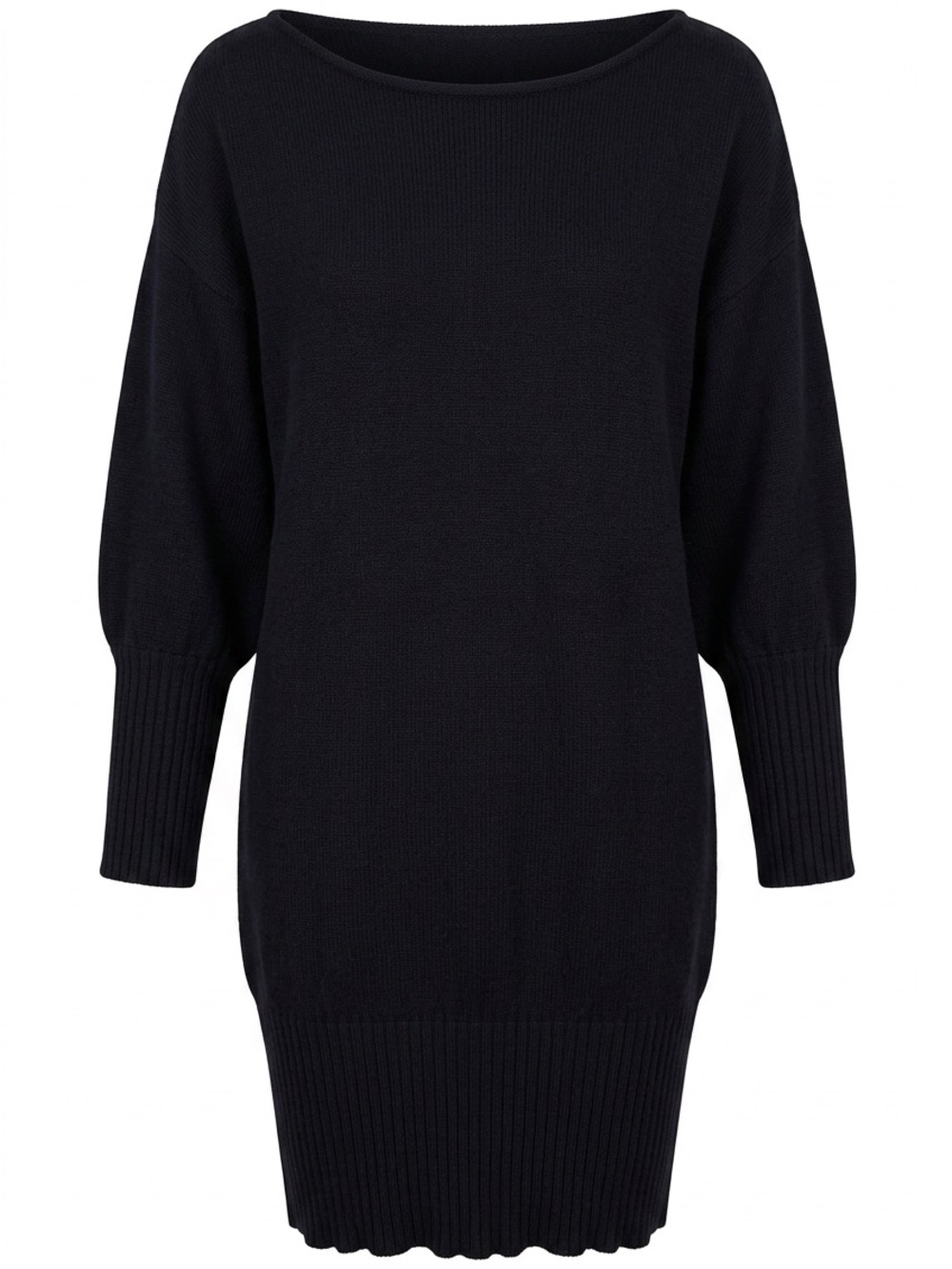 Source Unknown Black Boatneck Mini Sweater Dress